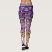 Paars Geel Ster Patroon Leggings (Achterkant)