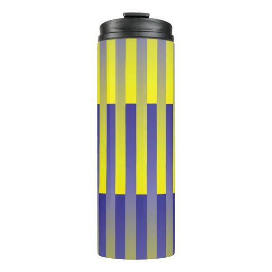 Paars Geel Strepen Patroon Thermosbeker (Voorkant)