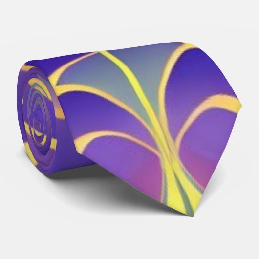 Paars, geel veld stropdas (Opgerold)
