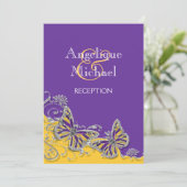 Paars geel verloving voor de vlinder kaart (Staand voorkant)