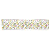 Paars Geel Wit Groen Bloemig Elegant Chic Korte Tafelloper (Horizontaal)