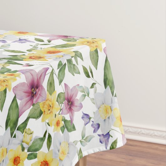 Paars Geel Wit Groen Bloemig Elegant Chic Tafelkleed (Voorbeeld)