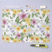 Paars Geel Wit Groen Bloemig Groenery Voor haar Tissuepapier (Craft)