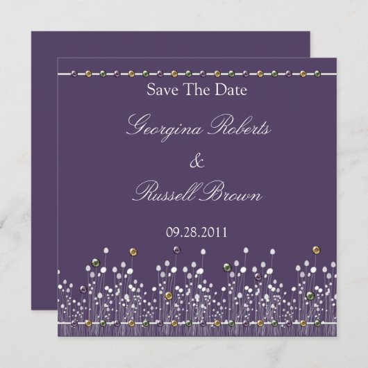 Paars geëtiketteerd sparen de Datum Save The Date (Voorkant / Achterkant)