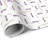 Paars gefeliciteerd Diploma Afstudeerder jaar Cadeaupapier (Rol Hoek)