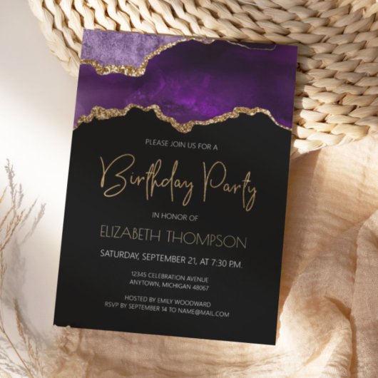 Paars geGilded Agate Geode elk jaar van de dag Kaart