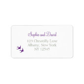 Paars geheim gedekte vedervogels etiket (Voorkant)