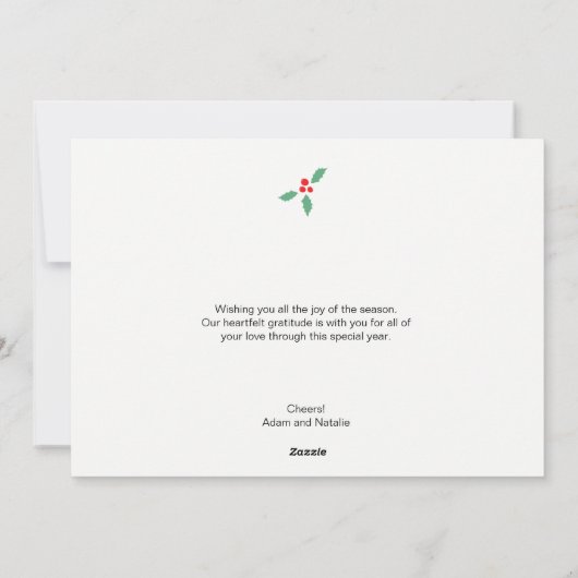 Paars, gehuwd en vrolijk, Kerstmis, fotokaart Feestdagenkaart (Achterkant)