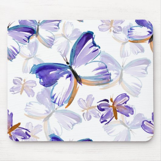 Paars gekleurde Butterflies Mousepad Muismat (Voorkant)