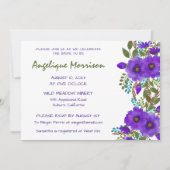 Paars gekleurde Floral Bridal Shower Invitation Kaart (Voorkant)