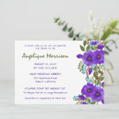 Paars gekleurde Floral Bridal Shower Invitation Kaart (Staand voorkant)