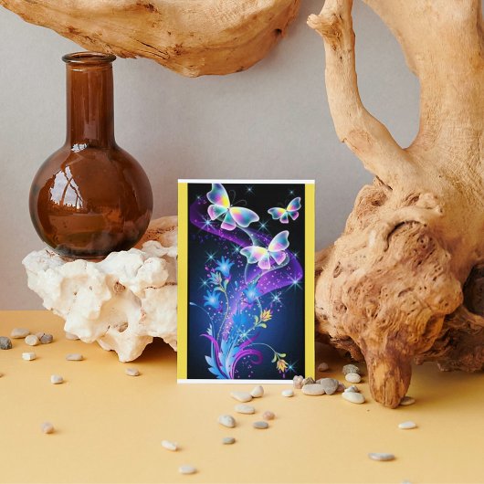 Paars gele blauwe vlindervlek briefkaart