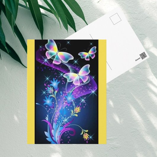 Paars gele blauwe vlindervlek briefkaart