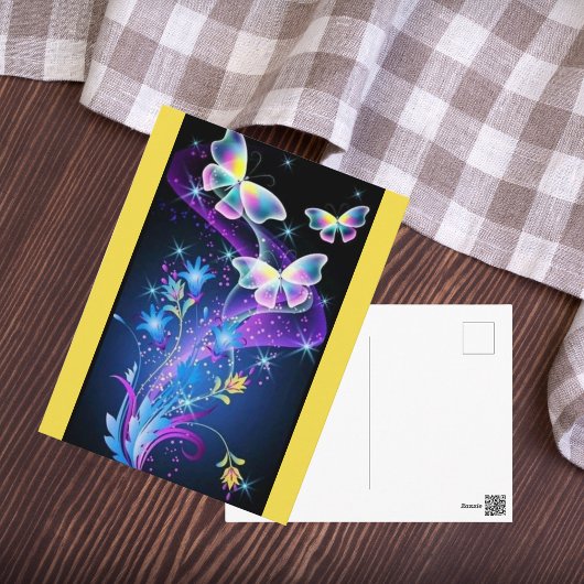Paars gele blauwe vlindervlek briefkaart