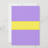 Paars gele carriage Striped Stippen Baby shower Kaart (Achterkant)