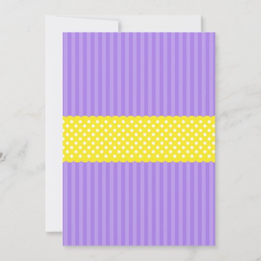 Paars gele carriage Striped Stippen Baby shower Kaart (Achterkant)