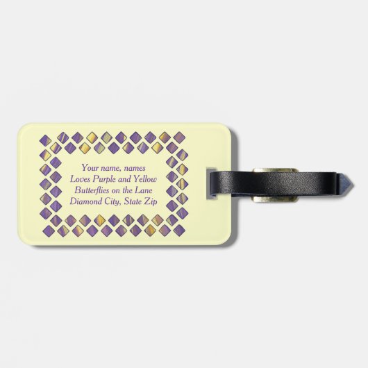 Paars gele diamanten Bagagelabels (Achterkant horizontaal)