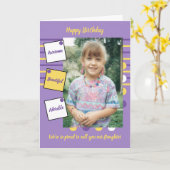 Paars gele geweldige dochterfotoverjaardag kaart (Gele Bloem)
