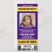 Paars|Gele Graduy Party Ticket Kaart (Voorkant)