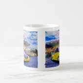 paars-gele hotrod op drive-in koffiemok (Center)