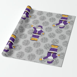 paars gele kerstmanbakketbal santa claus cadeaupapier