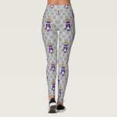 paars gele kerstmis zwarte kerstbal leggings (Achterkant)