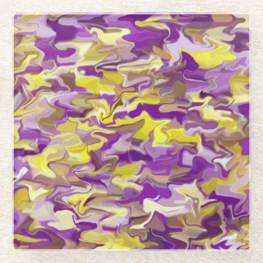 Paars gele Onderzetter van glas (Voorkant)