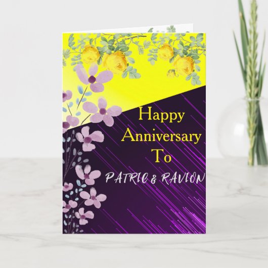 Paars & Gele Roos Modern Boho Chic Bloemendesign N (Voorkant)