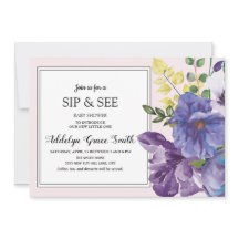 Paars gele roze Floral Sip Zie Baby shower