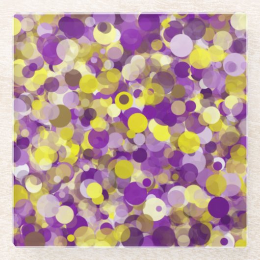 Paars gele stip Onderzetter Glazen Onderzetter (Voorkant)