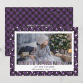 Paars geloven in de kerstkaarten voor de magische  feestdagenkaart (Voorkant / Achterkant)