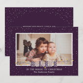 Paars geloven in de kerstkaarten voor de magische  feestdagenkaart (Voorkant / Achterkant)