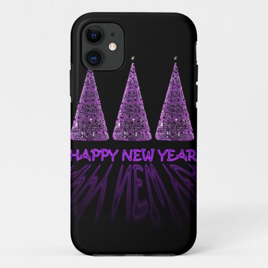 paars gelukkig nieuwjaar Case-Mate iPhone case (Achterkant)