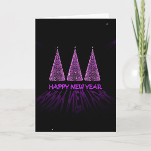 paars gelukkig nieuwjaar feestdagen kaart