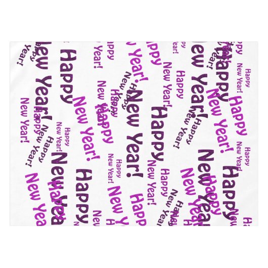 paars gelukkig nieuwjaar tafelkleed (Voorkant (Horizontaal))