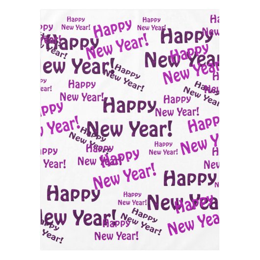 paars gelukkig nieuwjaar tafelkleed (Voorkant)