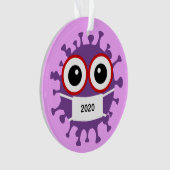 Paars gemaskeerd Coronavirus 2020 Acrylhoudend Orn Ornament (voorkant)