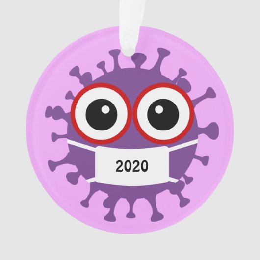 Paars gemaskeerd Coronavirus 2020 Acrylhoudend Orn Ornament (voorkant)