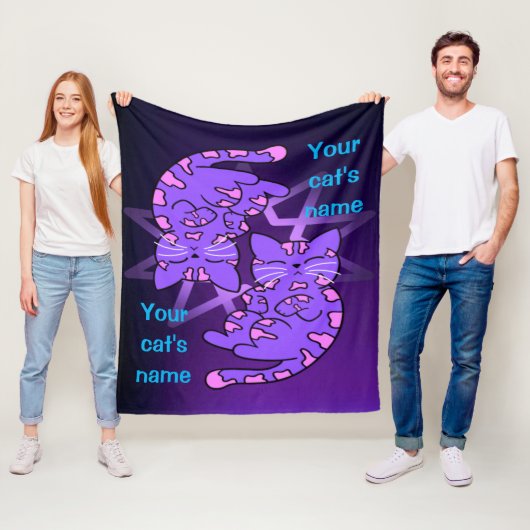 Paars Gemini Kittens Decagon Paars Fleece Deken (In situ)