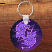 Paars Gemini Kittens Decagon Paars Sleutelhanger (Voorkant)