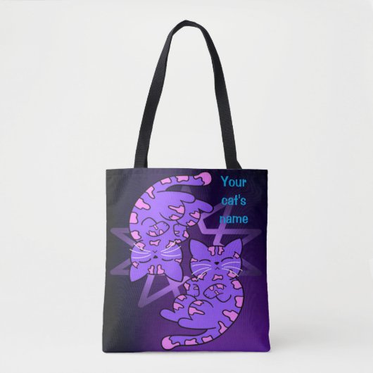 Paars Gemini Kittens Decagon Paars Tote Bag (Voorkant)
