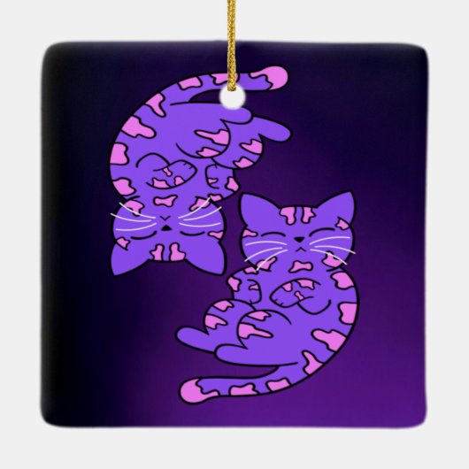 Paars Gemini Kittens Keramisch Ornament (Achterkant)