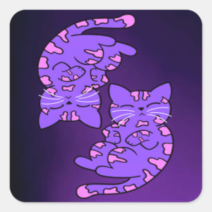 Paars Gemini Kittens Vierkante Sticker