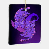  Paars Gemini Retro Neon Kittens Keramisch Ornament (Rechts)