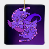  Paars Gemini Retro Neon Kittens Keramisch Ornament (Achterkant)