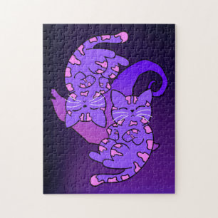 Paars Gemini Retro Neon Kittens Legpuzzel