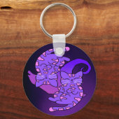 Paars Gemini Retro Neon Kittens Sleutelhanger (Voorkant)