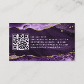 Paars Geode Monogram Gold Script Visitekaartje (Achterkant)