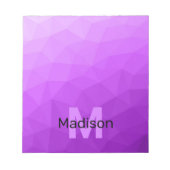 Paars geometrisch mesh patroon Monogram Notitieblok (Voorkant)
