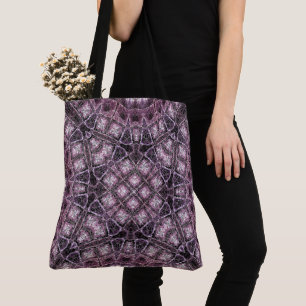 Paars geometrisch patroon met ingewikkelde symmetr tote bag